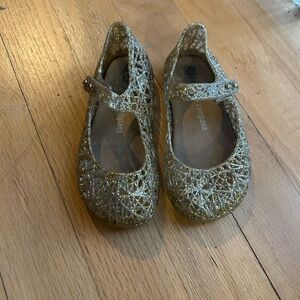 Mini Melissa Gold Glitter Dress Shoes Campana  Sz 8